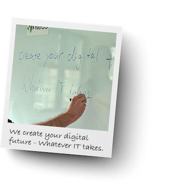 We create your digital future - Whatever IT takes Mitarbeiter vor einem Whiteboard, Create your digital future - Whatever IT takes